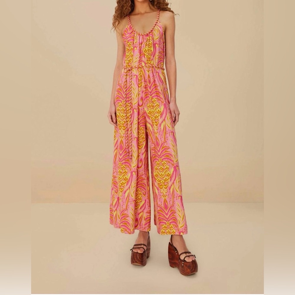 FARM Rio Pineapple Tapestry Pink Jumpsuit- Size Small